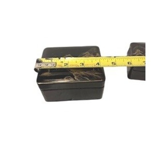 Vintage Lacquer Nesting Trinket Boxes Set Japanese Landscape Scene Black Gold - Picture 7 of 14